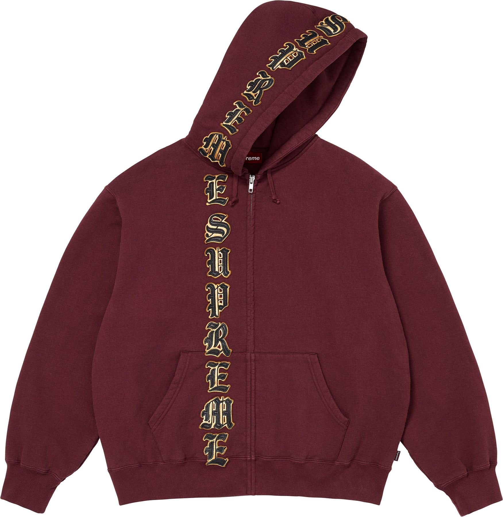 Leather Appliqué Zip Up Hooded Sweatshirt view 3